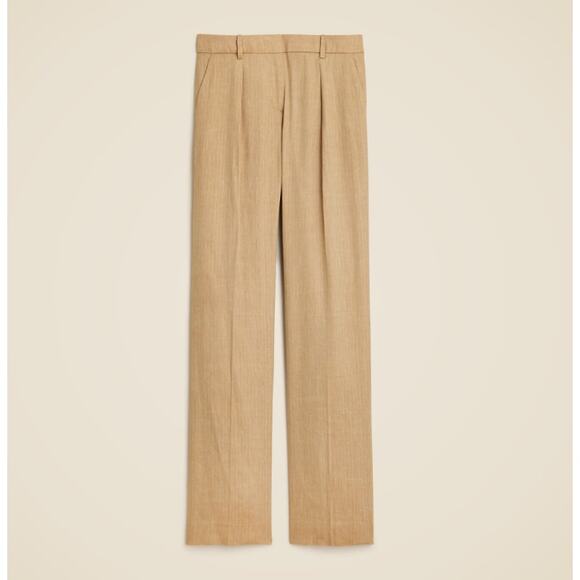 J.Crew Portia Pants WMNS Plus Size 20 Gold Honey Khaki Herringbone Linen Blend - Picture 3 of 8